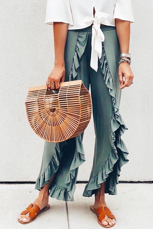 Ruffles Slit Pants