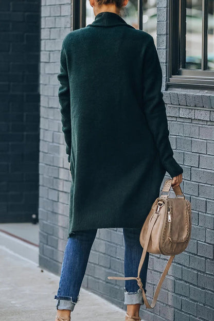 Long Sleeve Solid Color Lapel Cardigan