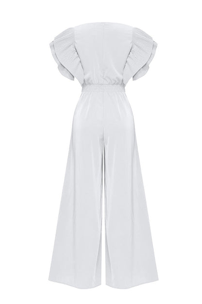 Anita Butterfly Sleeve Deep V Neck Wide Leg Pants Jumpsuit