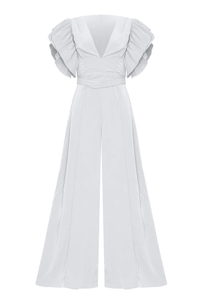 Anita Butterfly Sleeve Deep V Neck Wide Leg Pants Jumpsuit