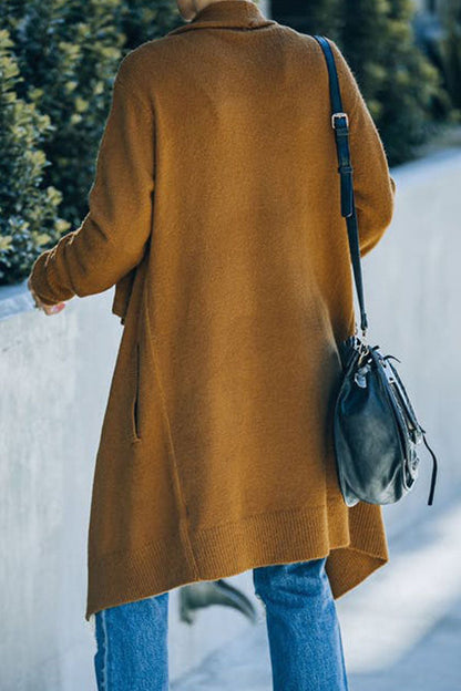 Long Sleeve Solid Color Lapel Cardigan