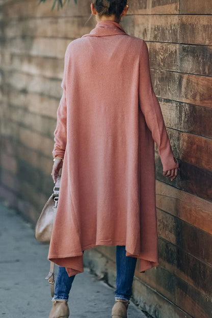 Long Sleeve Solid Color Lapel Cardigan